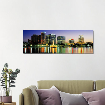 Skyline At Dusk, Orlando, Florida, USA - Wrapped Canvas Panoramic Print