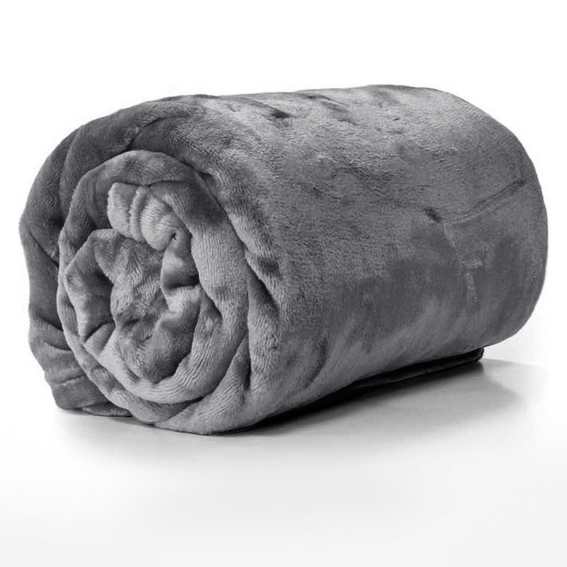  Reversible Mink Faux Plush Fur Fleece Throw/ Blanket, Grey, Queen (90 inc x 90 inc)