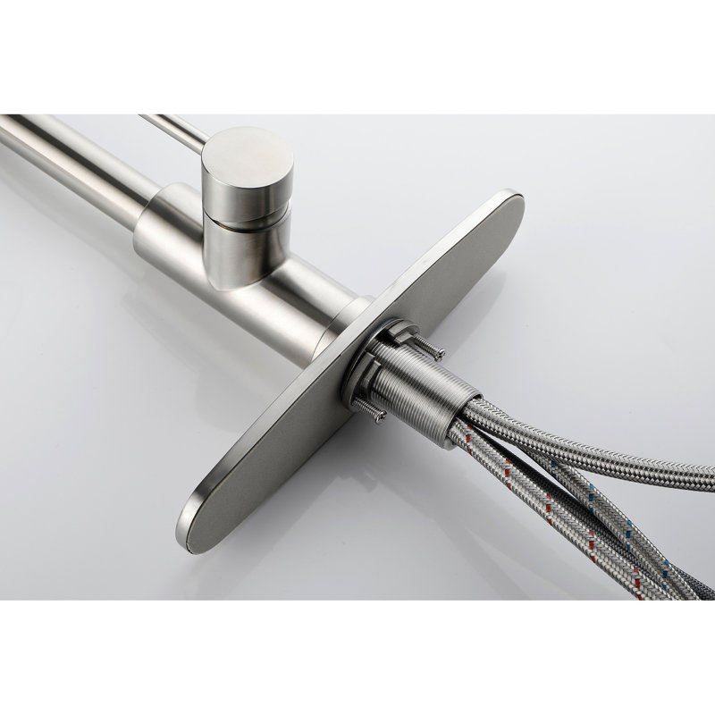 Stainless Steel Pull Out Kitchen Faucet, Brushed Nickel, Stream Spray Pause Functions, Rust Treatment Nickel Faucet With Pull-Down Head, Steel, 360 Rotation, Practical