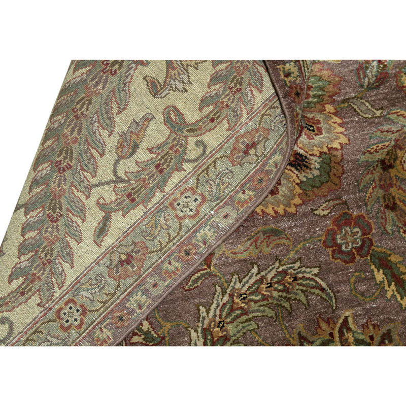 Tapis brun / ivoire / mauve noué à la main