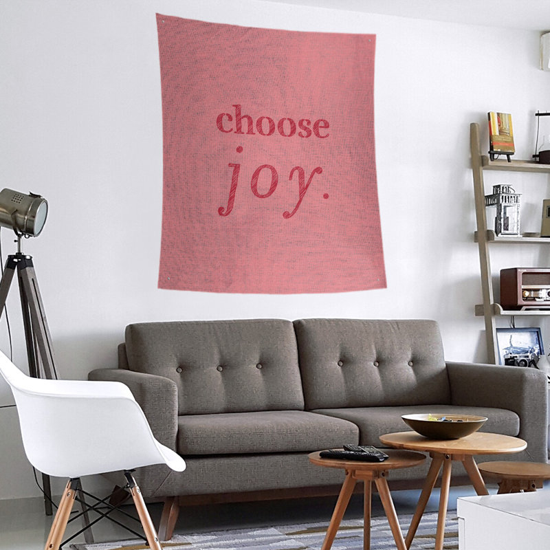 Tapisserie de polyester, choisir la joie citation, H 27,5 po x l 37,5 po, Rouge