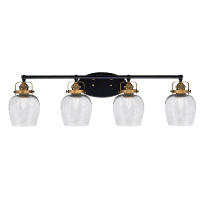 Barre d'éclairage de salle de bain 4 lumières avec verre à bulles 6 po Easton