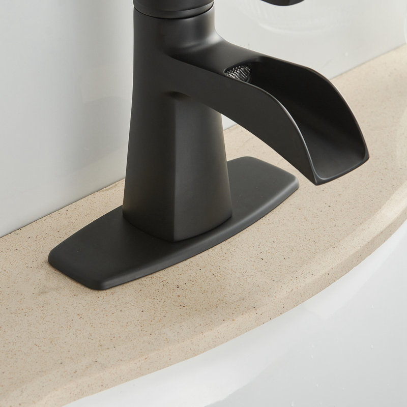 Robinet pour salle de bain à poignée simple avec drain, Noir