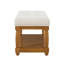 Banc rembourré en lin avec tablette de rangement - Banc repose-pieds capitonné pour le vestibule de la chambre à coucher, pieds en bois massif, ivoire-133293787