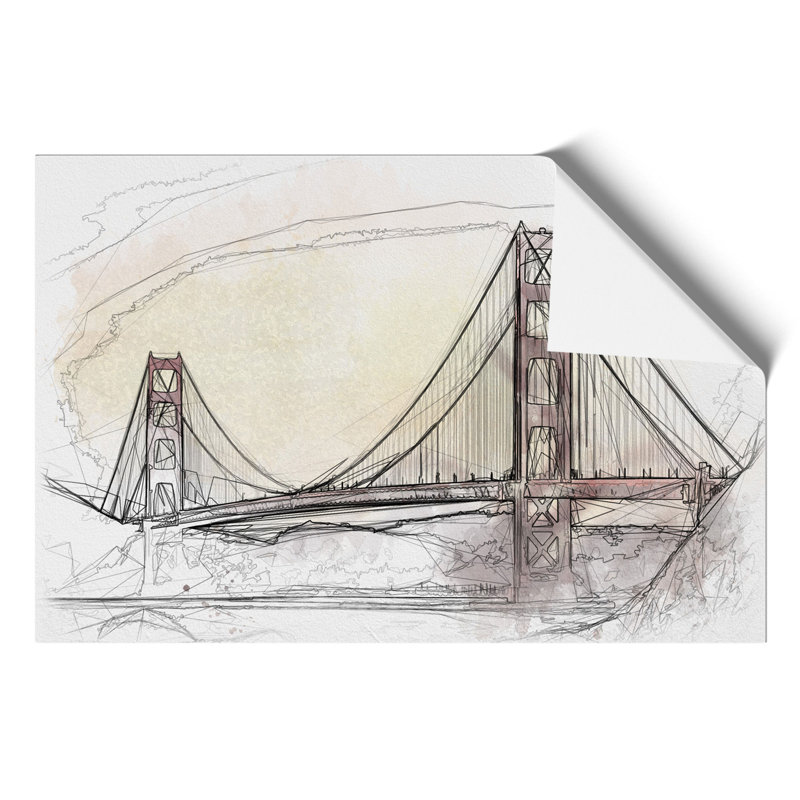 Golden Gate Bridge Sketch - Frameless Print, 59cm H x 84cm W x 0.1cm D