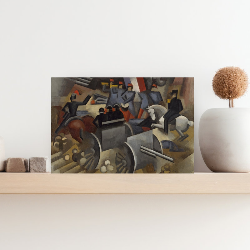 Artillerie, 1911, estampe murale abstraite géométrique contemporaine représentant un cheval, 12" H x 18" W