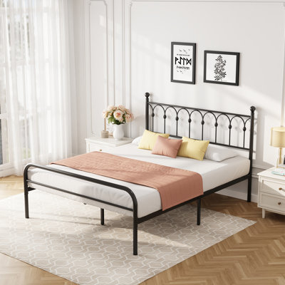 Classic Metal Platform Bed Frame, Mattress Foundation with Steel Slat Support, Under Bed Storage, No Box Spring Required, Easy Assembly