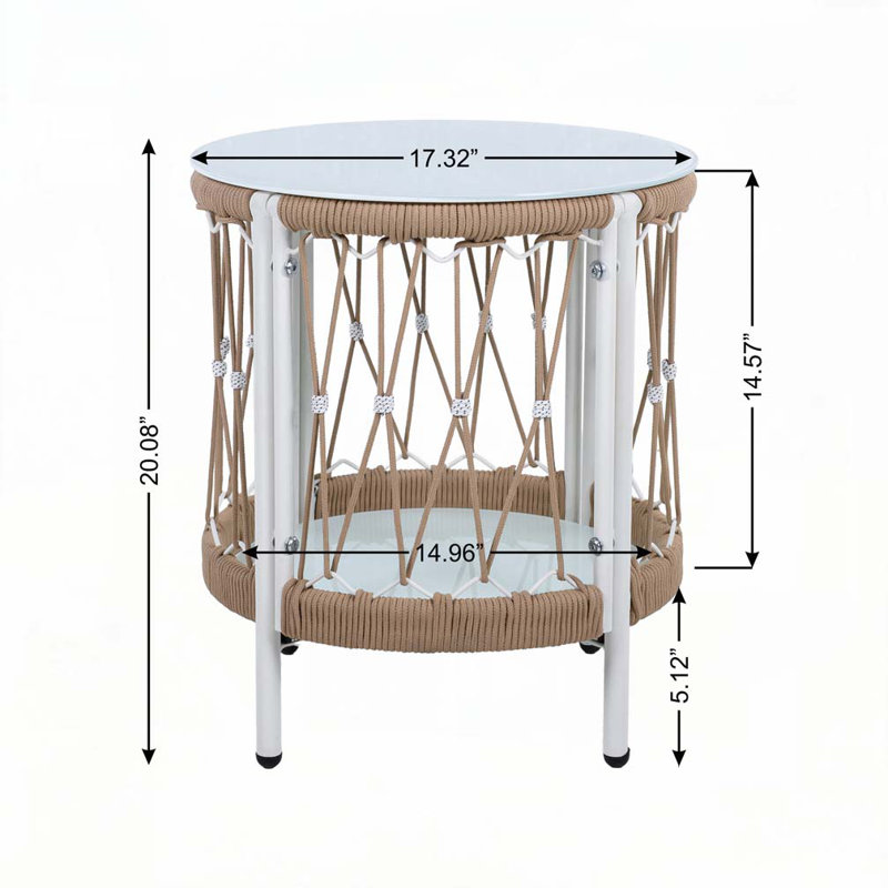 Ensemble de meubles d'extérieur 3 pièces avec 2 chaises pivotantes et table d'appoint en verre