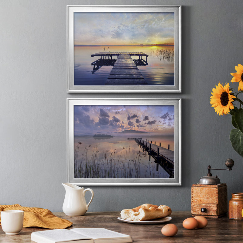 Evening Calm - ensemble de 2 reproductions de cadres photo, H 36,5 po x l 53 po x P 1 po, Argent