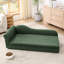 Animal de compagnie pour canines moyennes et grandes - Vague irrégulière moderne, accoudoir simple, tissu en lin, coussin moelleux, pieds en plastique bas, lin respirant surdimensionné olive,-1276288416