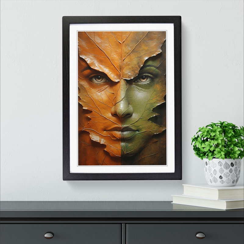 Leaf Symbolism - Single Picture Frame Print on Wood, 46cm H x 34cm W x 2cm D, Black Framed