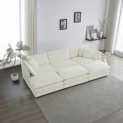 Canapé modulaire confortable à assise profonde modulaire réversible et confortable à 6 places avec 3 repose-pieds