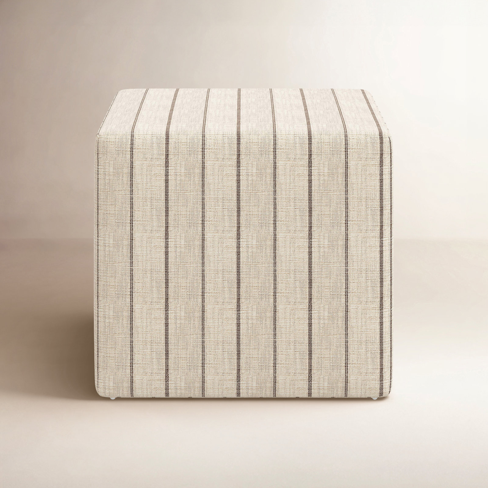 Era Upholstered Ottoman, Fritz Charcoal Stripe