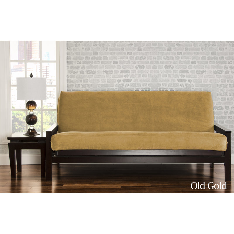 Leupp Polyester Box Cushion Futon Slipcover, Queen, Old Gold