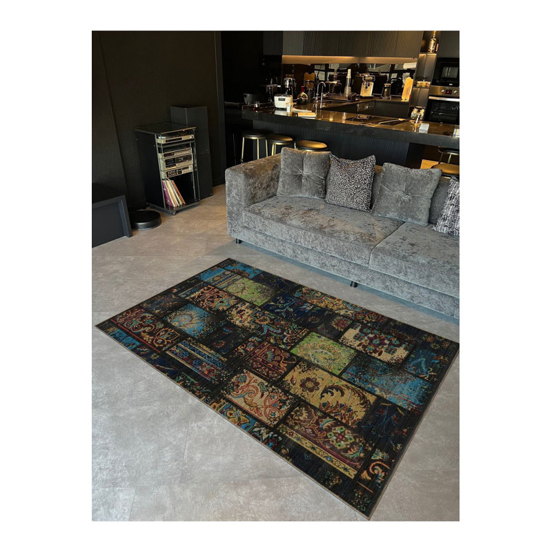 Multi Color Mixed Motif Pattern Vintage Decorative Machine Washable Area Rug, Rectangle 2'6" x 4'11"