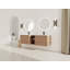 Meuble-lavabo mural avec lavabo en céramique, tablettes de rangement et 2 portes à fermeture en douceur-430644200