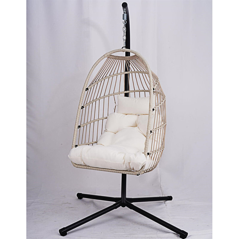 Fauteuil suspendu d'extérieur avec support, Blanc