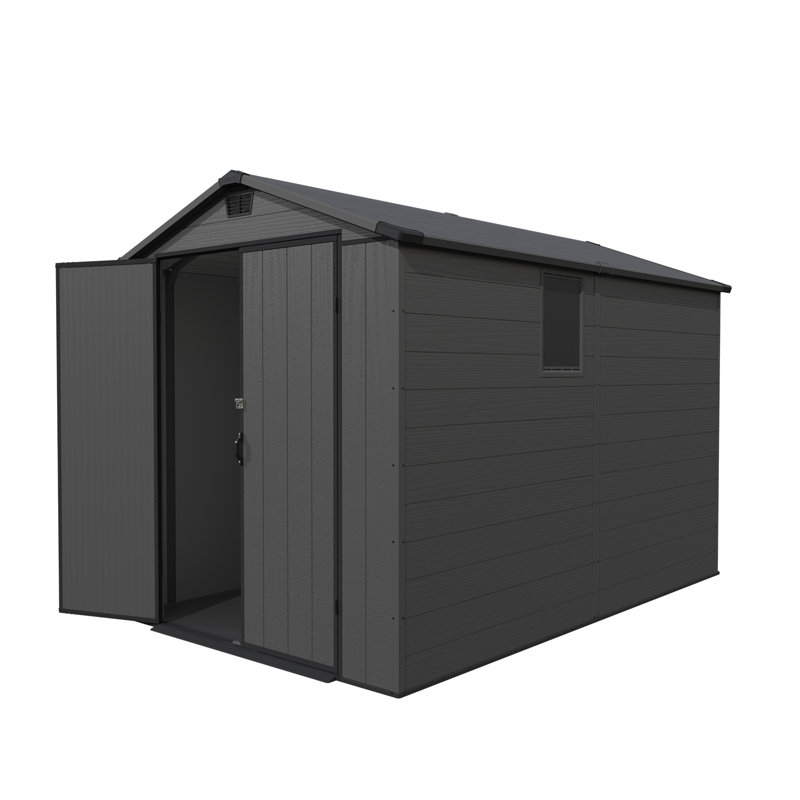 6 Ft. W X 10 Ft. D Resin Outdoor Storage Shed, Weather-resistant Outdoor Storage With Reinforced Design, Black