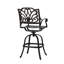 Tabouret de bar extérieur pivotant en aluminium coulé avec accoudoirs à volutes, l 21,6 po x P 25,5 po x P 48,81 po
