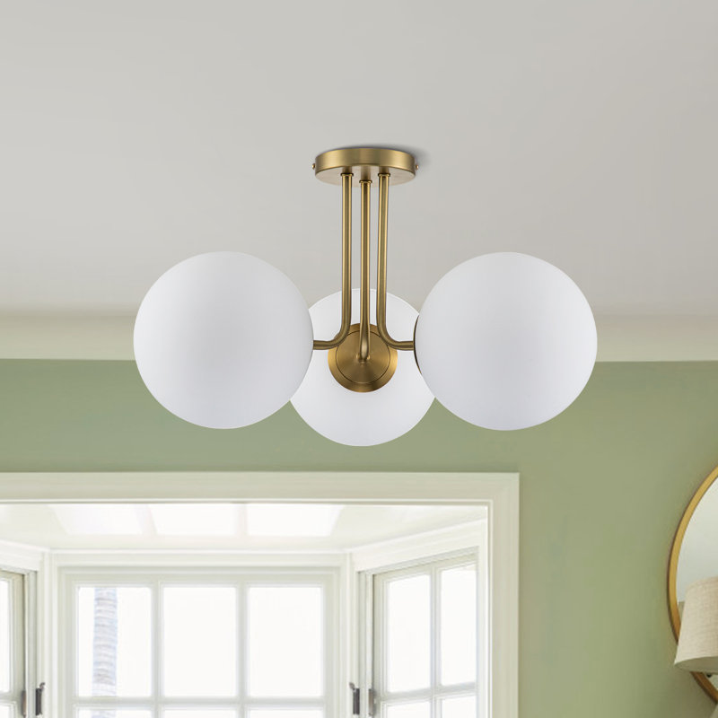 Plafonnier semi-encastré moderne Spoutnik 22 lumières 3 lumières Kaynen, Doré, Blanc