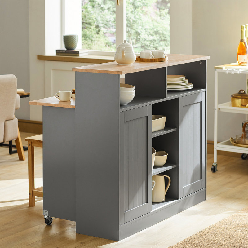 Janley Wood Kitchen Island, Grey