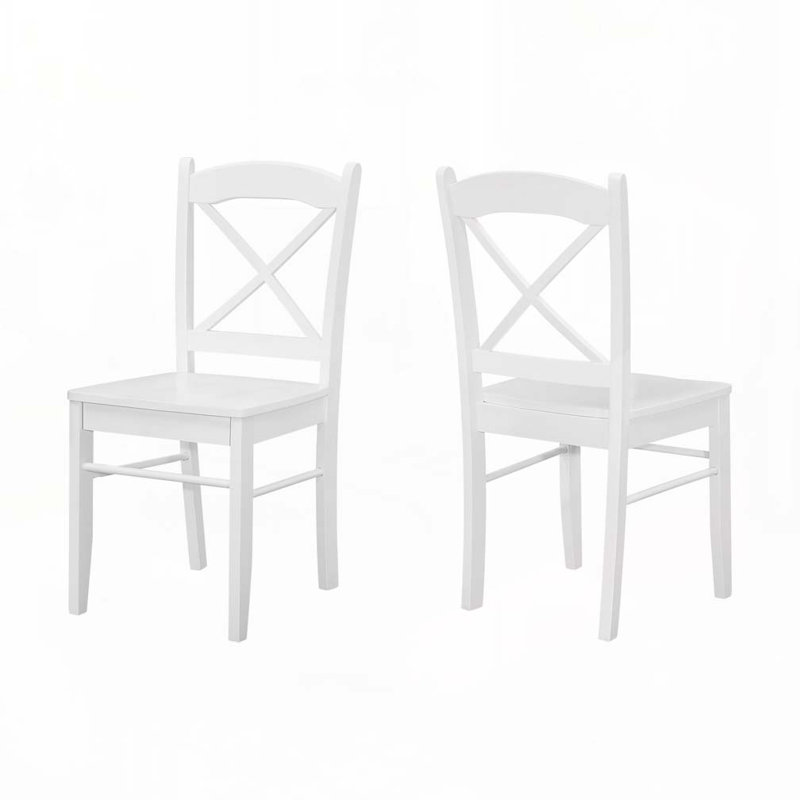 Chaise d'appoint à dossier en croix en bois massif, Blanc, Blanc