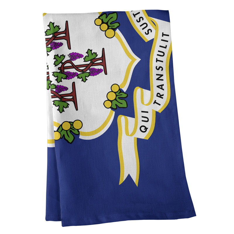 Serviette de thé à drapeau connecticut, Polyester sergé