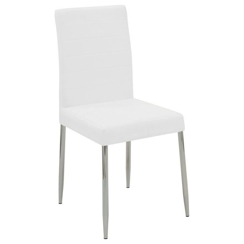 Chaise de salle à manger rembourrée Chu, Similicuir blanc