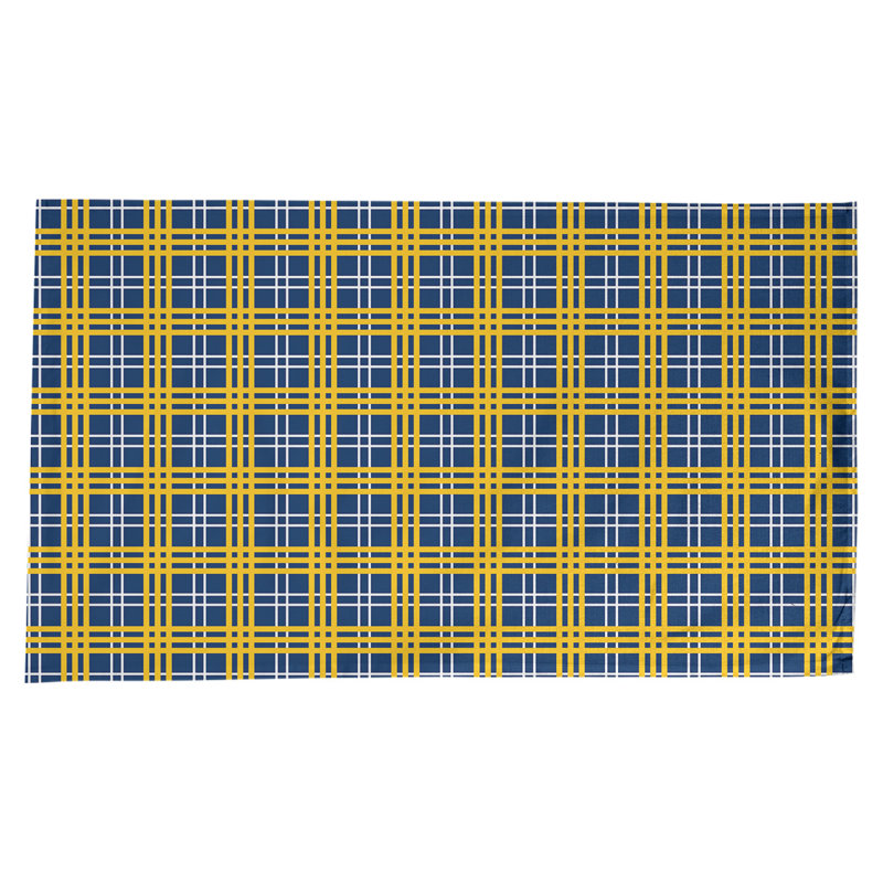 Nappe en mélange de coton à carreaux, Bleu marine / blanc / or