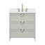 Meuble-lavabo simple 30 po avec plateau en quartz blanc pur Yulan, pré-assemblé