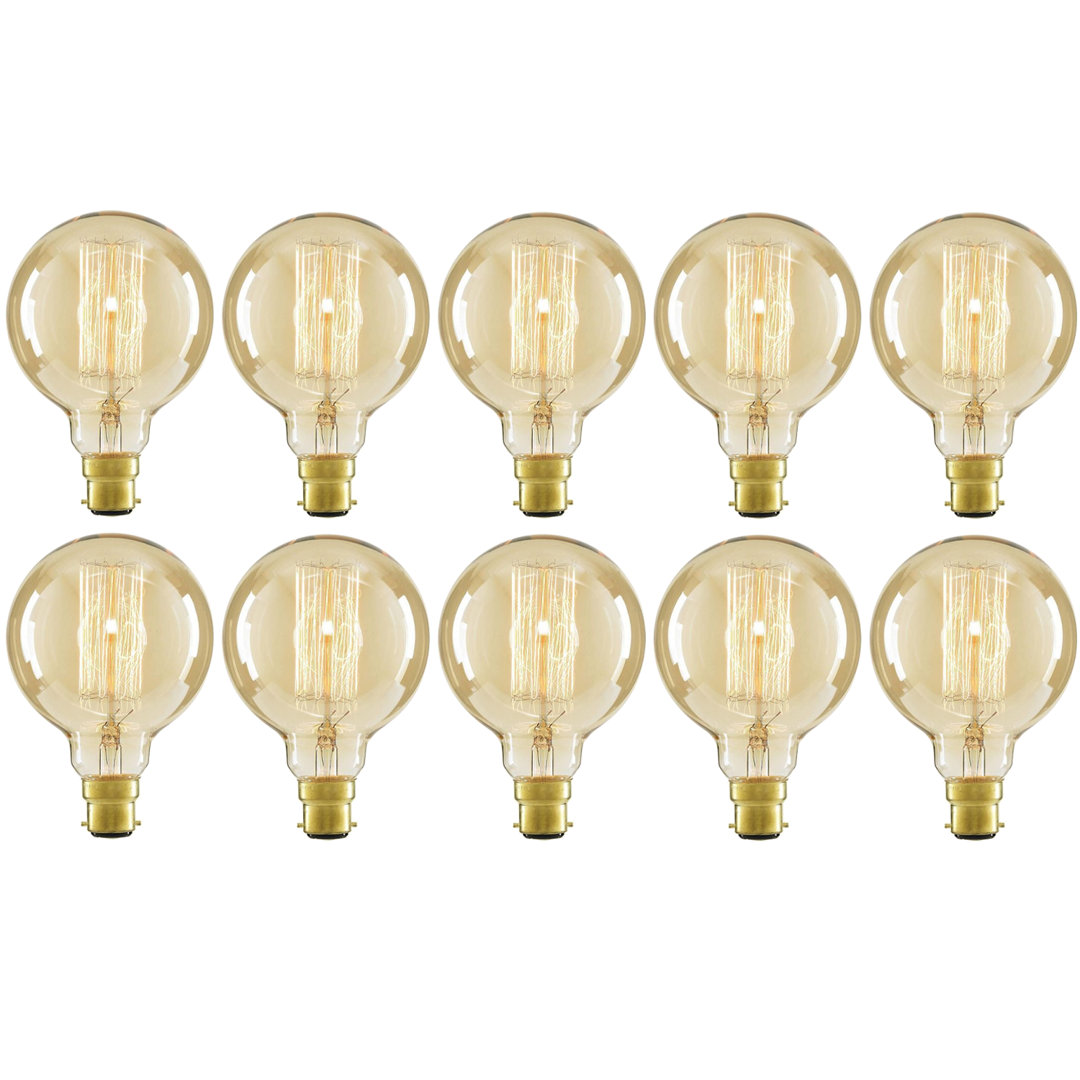 BA22d Dimmable Incandescent Vintage Edison Globe Light Bulb Amber