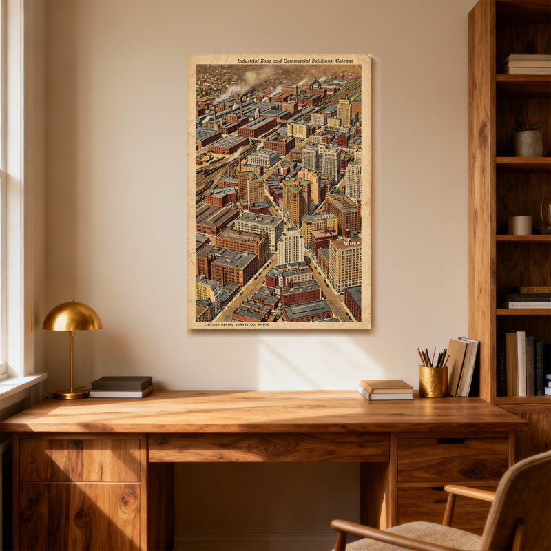 Scenic & Cityscapes Zone industrielle et bâtiments commerciaux Chicago, H 48 po x l 32 po