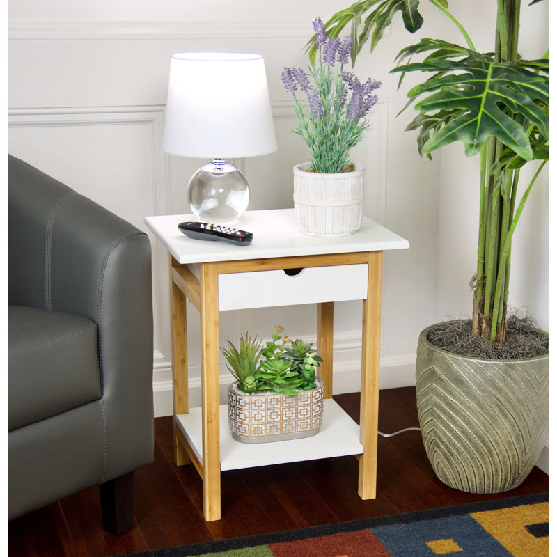 Alfie-Thomas End Table with Storage, White