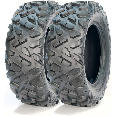 Ensemble de 2 pneus arrière tout-terrain tubeless UTV 25 x 10-12 6PR, 18 mm de profondeur à crampons en caoutchouc résistant à la perforation