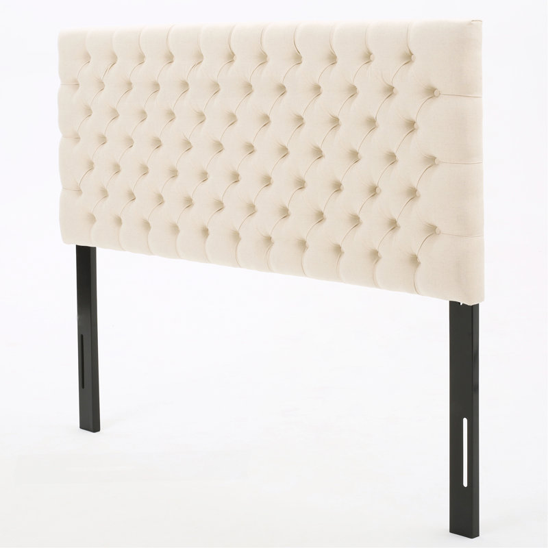 Tufted Upholstered Queen Size Bed Headboard In Modern Button Design, Adjustable Solid Wood Head Board, Solid Wood Head Board With Durable Metal Legs In Bedroom