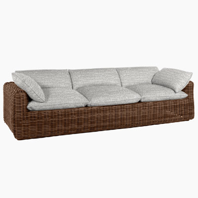 Montecito 111.25" Wide Outdoor Wicker Patio Sofa with Cushions