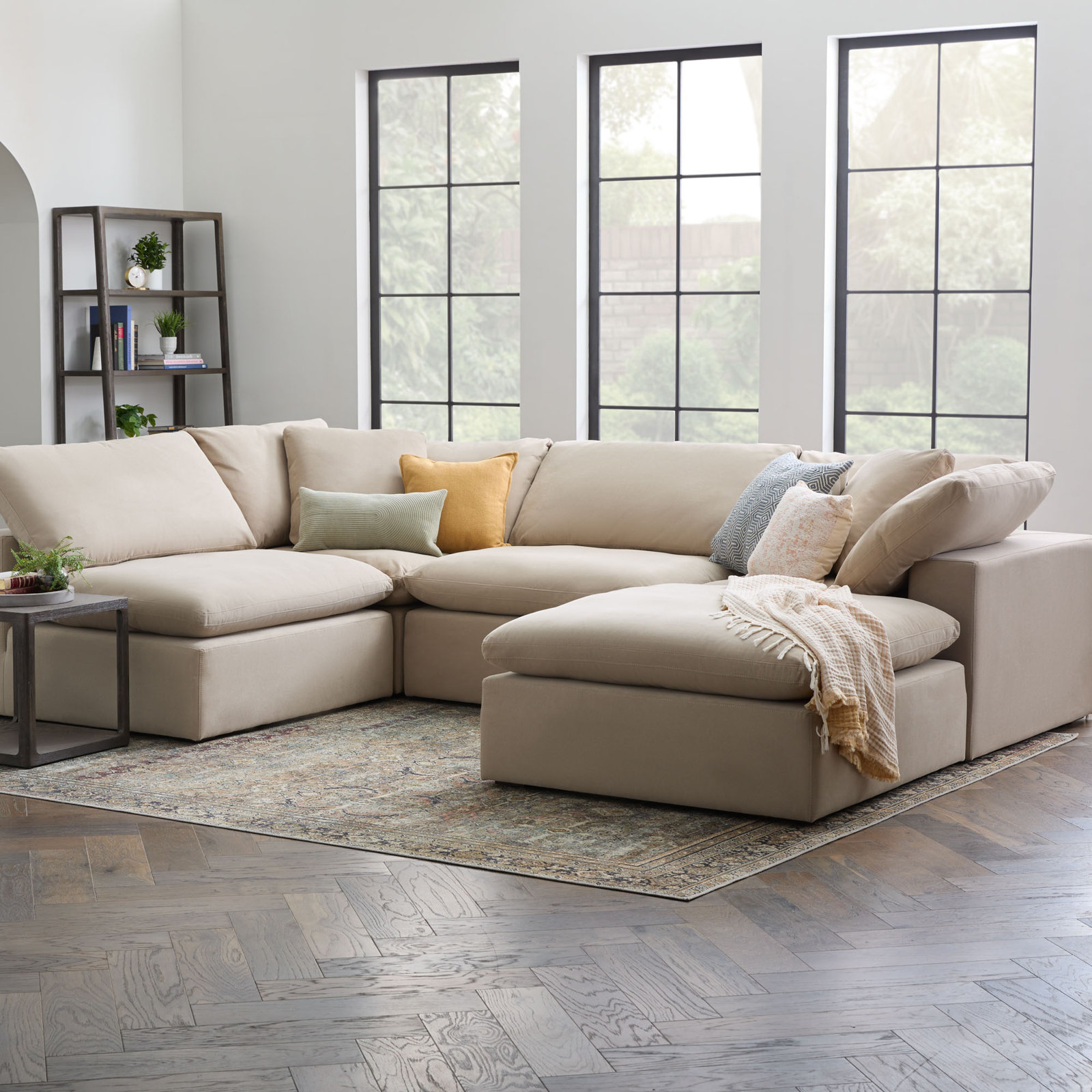 Calana Modular Sectional, Almond, 5 Piece