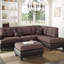 Canapé modulaire capitonné en polyfibre chocolat capitonné canapé modulaire réversible 3 pièces, méridienne de salon (canapé modulaire)