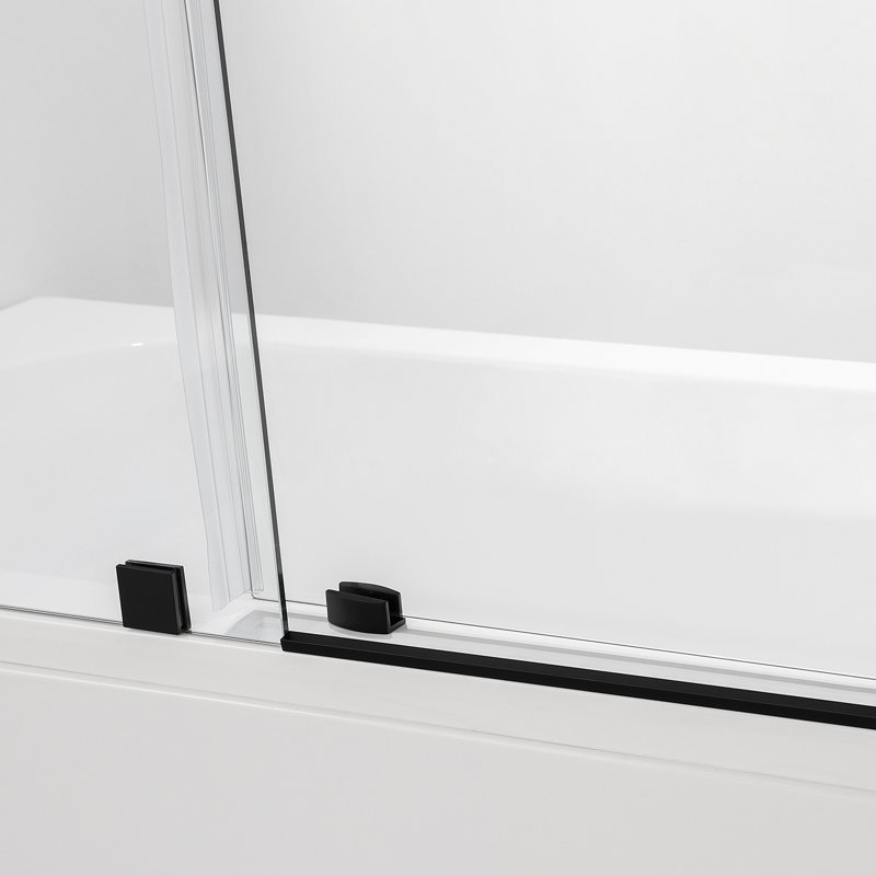 60" x 58" Matte Black Frameless Sliding Tub Door