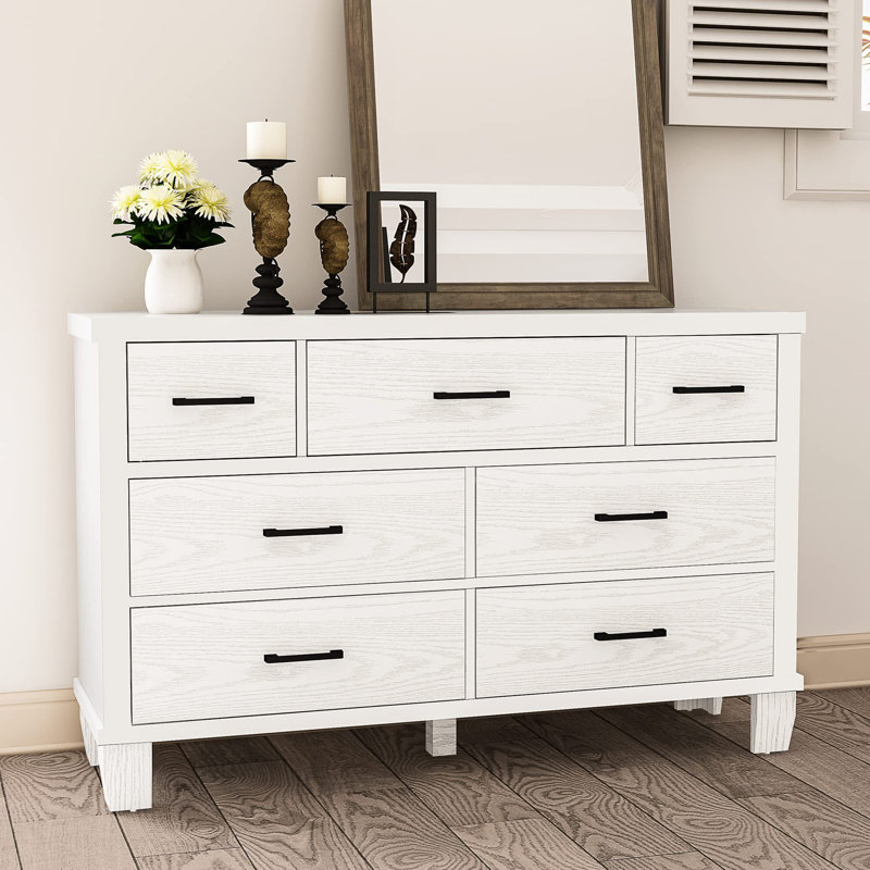 Commode 7 tiroirs Jomary, Blanc