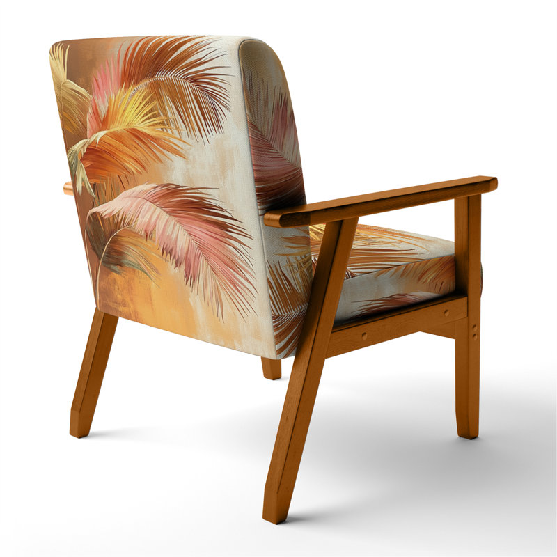 Upholstered Accent Chair, Brown Square Arms