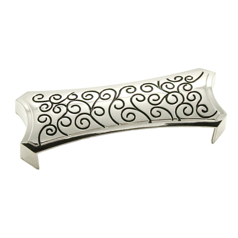 Palermo 3" Center to Center Cup/Bin Pull, Polished Nickel with Black