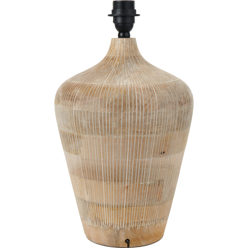Taika Antique Textured Wood Table Lamp Base, White