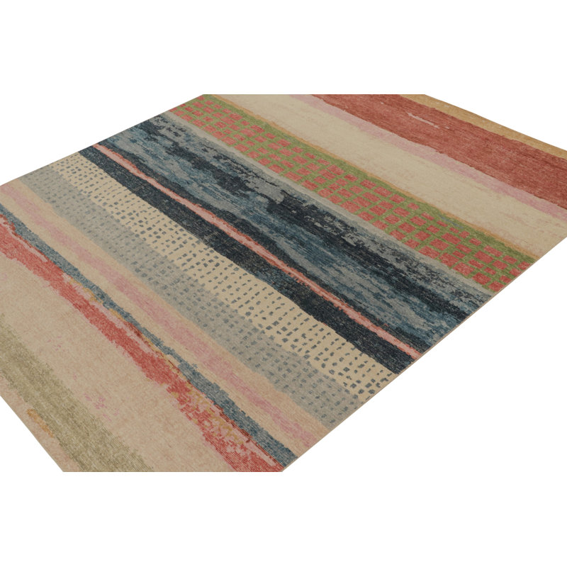 Distressed Homage Handmade Kilim Wool Abstract Area Rug, Rectangle 9' x 12'