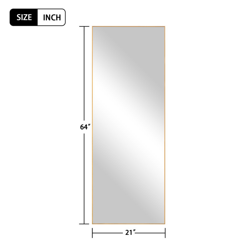 Miroir pleine longueur rectangulaire en alliage d'aluminium
