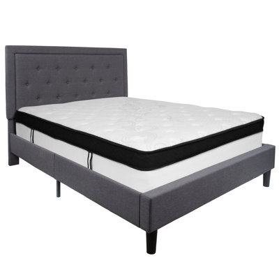Aluino Panel Tufted Platform Bed and Memory Foam Pocket Spring Mattress