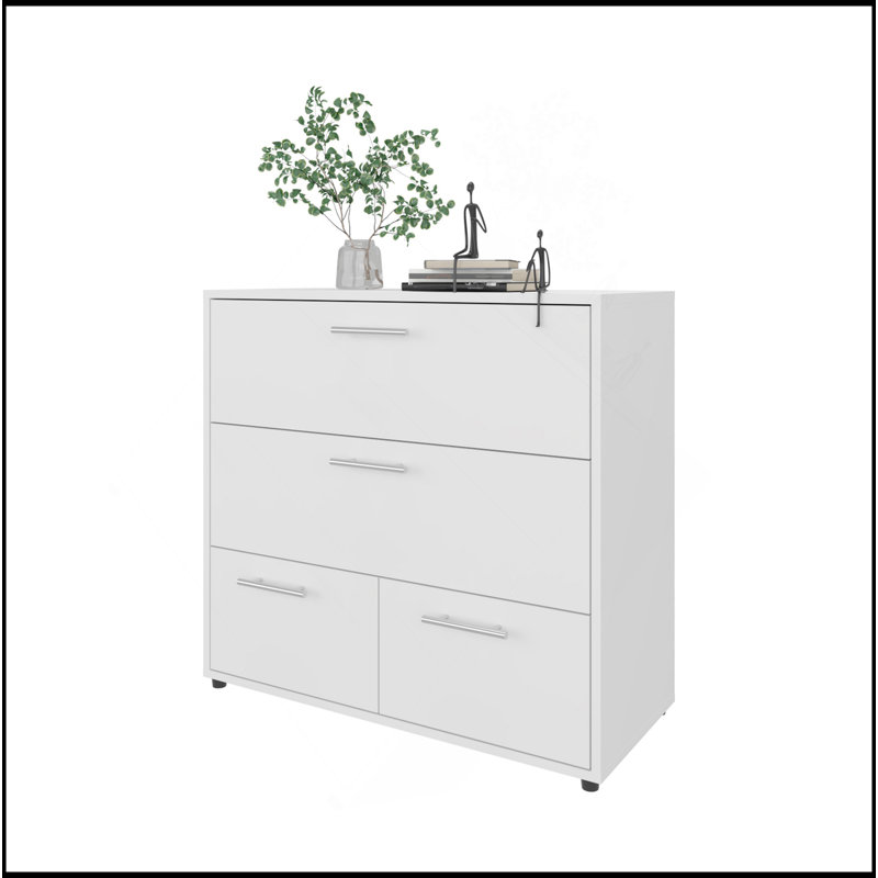 Commode blanche avec 4 tiroirs spacieux