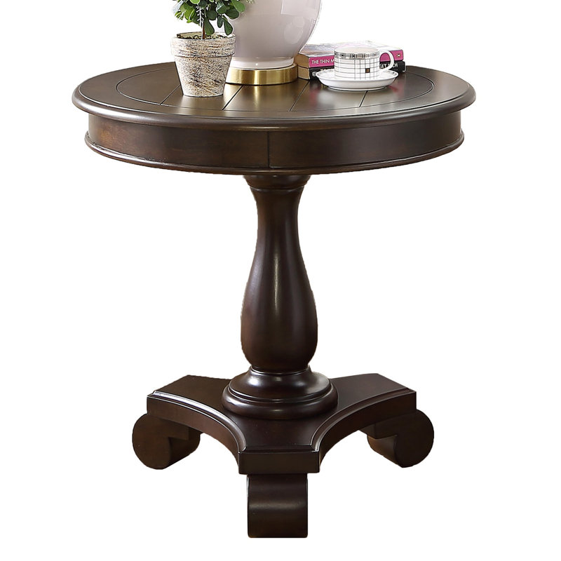 Table d'appoint ronde à piédestal en bois, Espresso