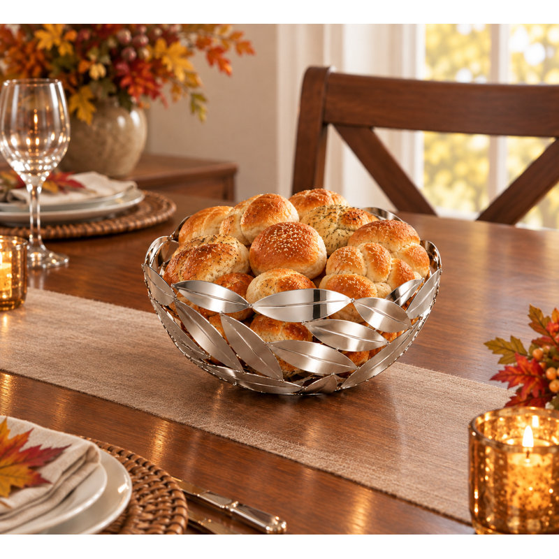 Elegance by Leeber Leaves Stainless Steel Fruit Basket
