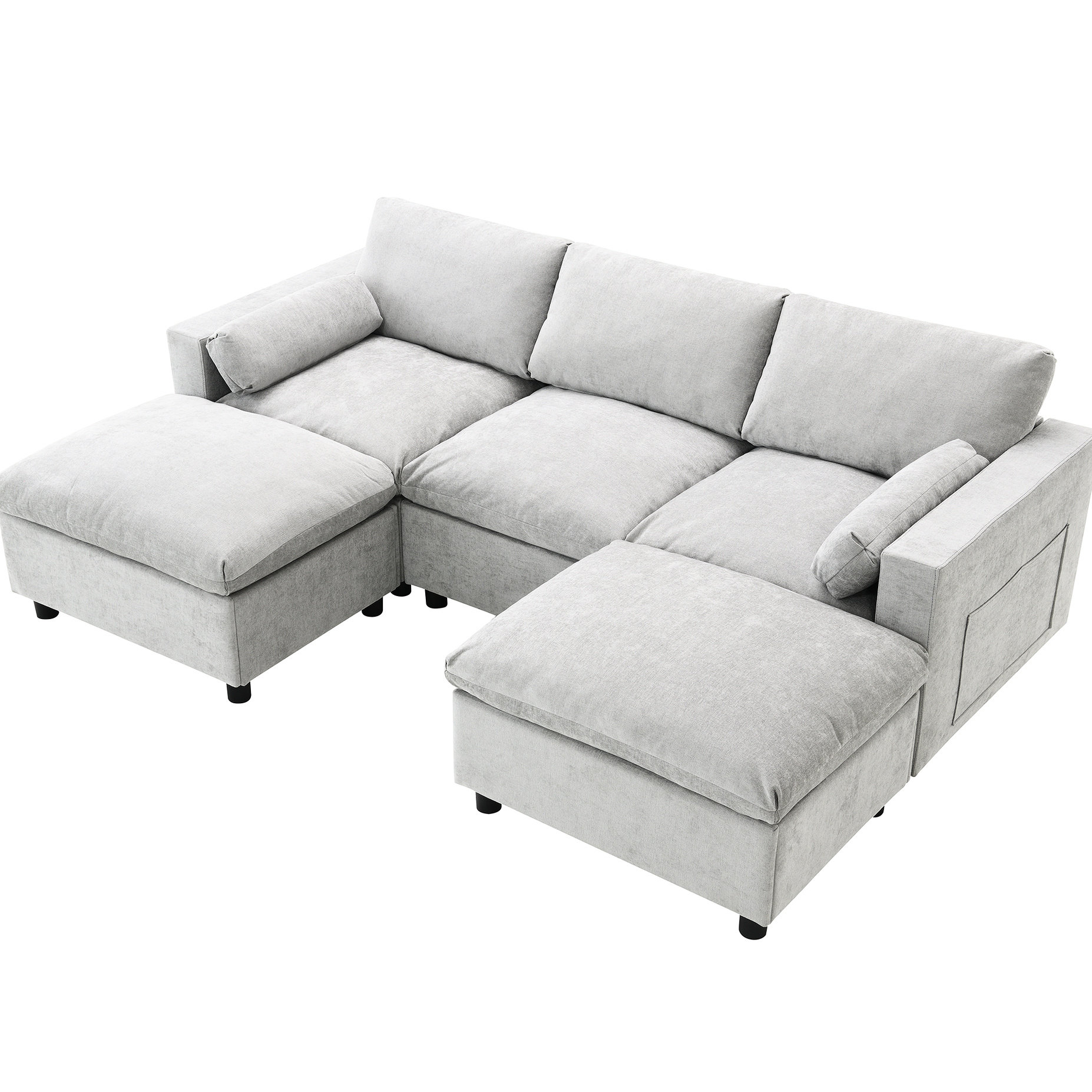 Latitude Run® 86.5'' Chenille Sectional With Storage, 5 Seat U Shaped ...